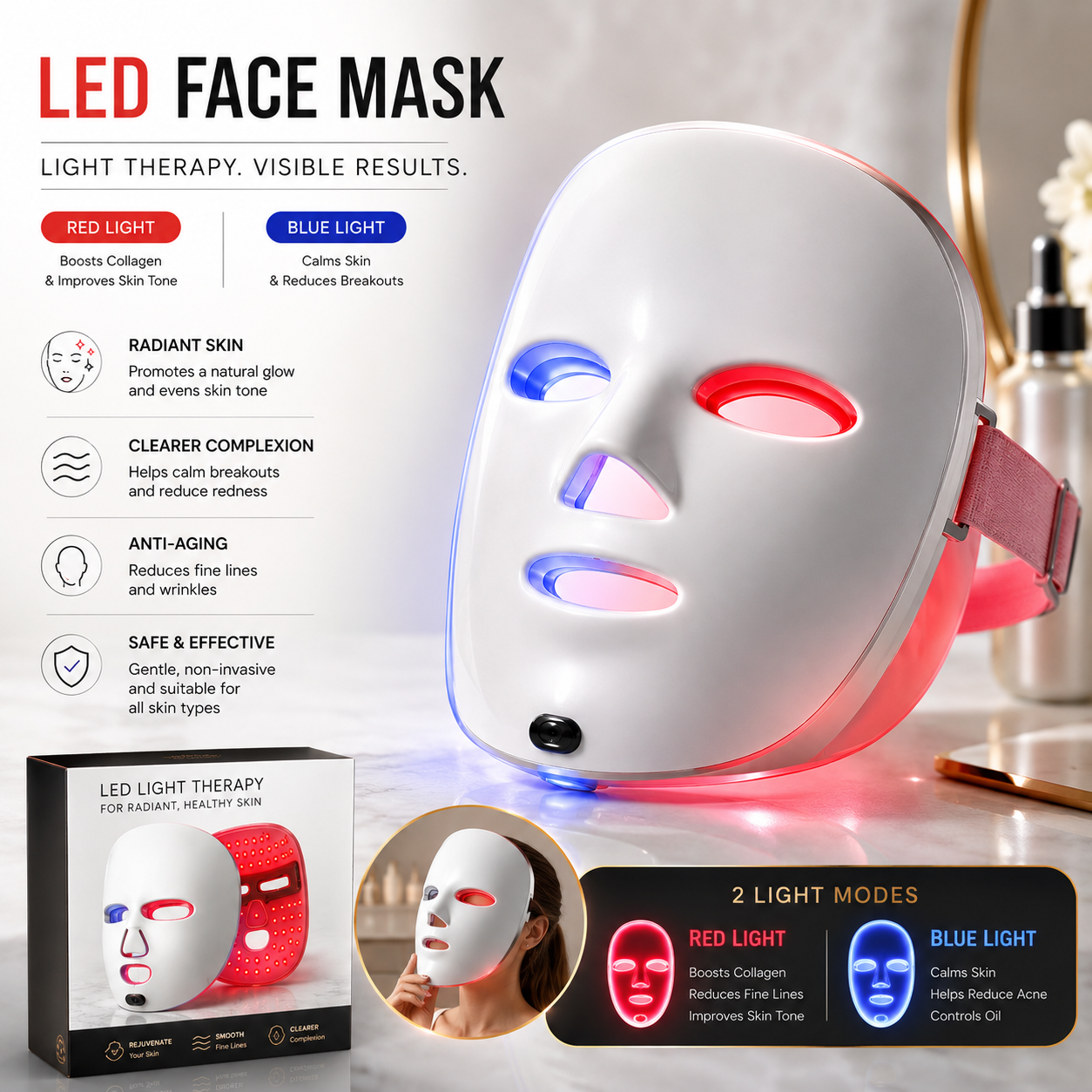 AuraLux LED Light Therapy Face Mask